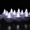 Novelty Place 18Pcs Waterproof Flameless Floating Tealights, LED Floating Candles Cool White Flickering Tea Lights - Battery Operated Candles Decoration for Wedding, Christmas, Party, Pool, Pond