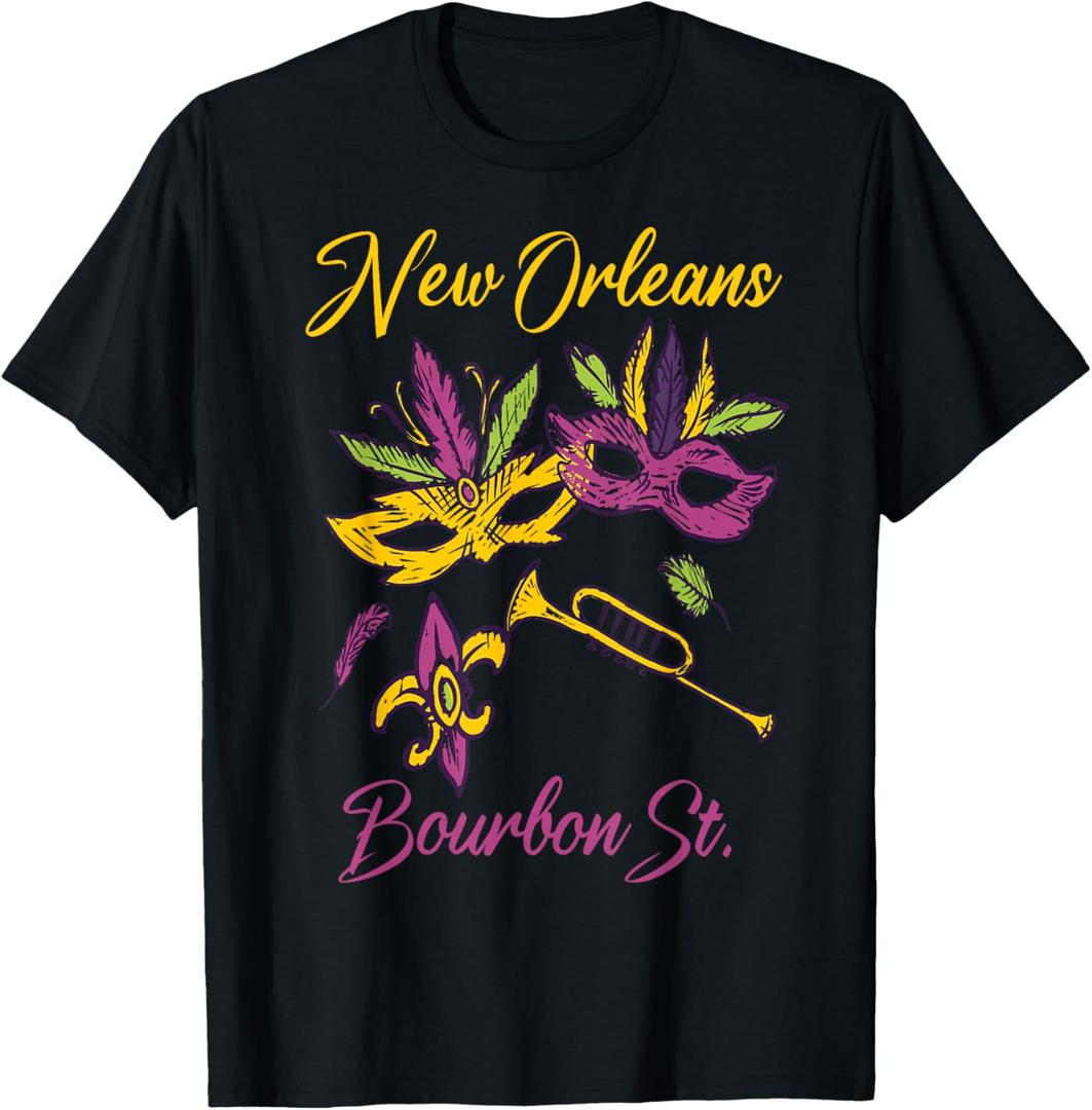 French New Orleans Mardi Gras Souvenir Bourbon Street T-Shirt (2XL)