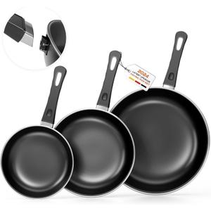 Nonstick Frying Pans Set, 8"+10"+12" Frying Pan Skillet 3-Pieces Set, PFAS-Free, Dishwasher Safe, Suitable for All Types of Cookers, Including Induction (FT5)