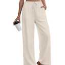 Anymeet Linen Pants Women High Waist Wide Leg Palazzo Pants Black Plus Size 2026 Summer (Black, XXXL)