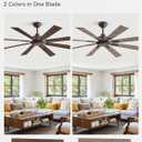 ZMISHIBO 62 Inch Ceiling Fan No Light with Remote Control, 8 Blades Quiet DC Reversible Motor, 6-Speed, Timer, Oil Rubbed Bronze Finish, Indoor Outdoor Ceiling Fans for Patios, Living Room, Garage