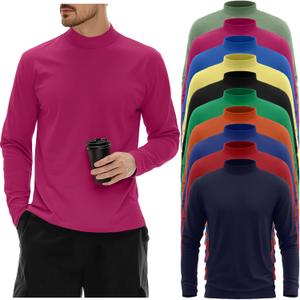 10 Pack Mens Big and Tall Mock Turtleneck Shirts Basic Tops Multipack (X-Large, Dark Haze Blue, Red, Royal Blue, Light Orange, Green, Black, Yellow, Bright Blue, Rose Red, Bean Green)