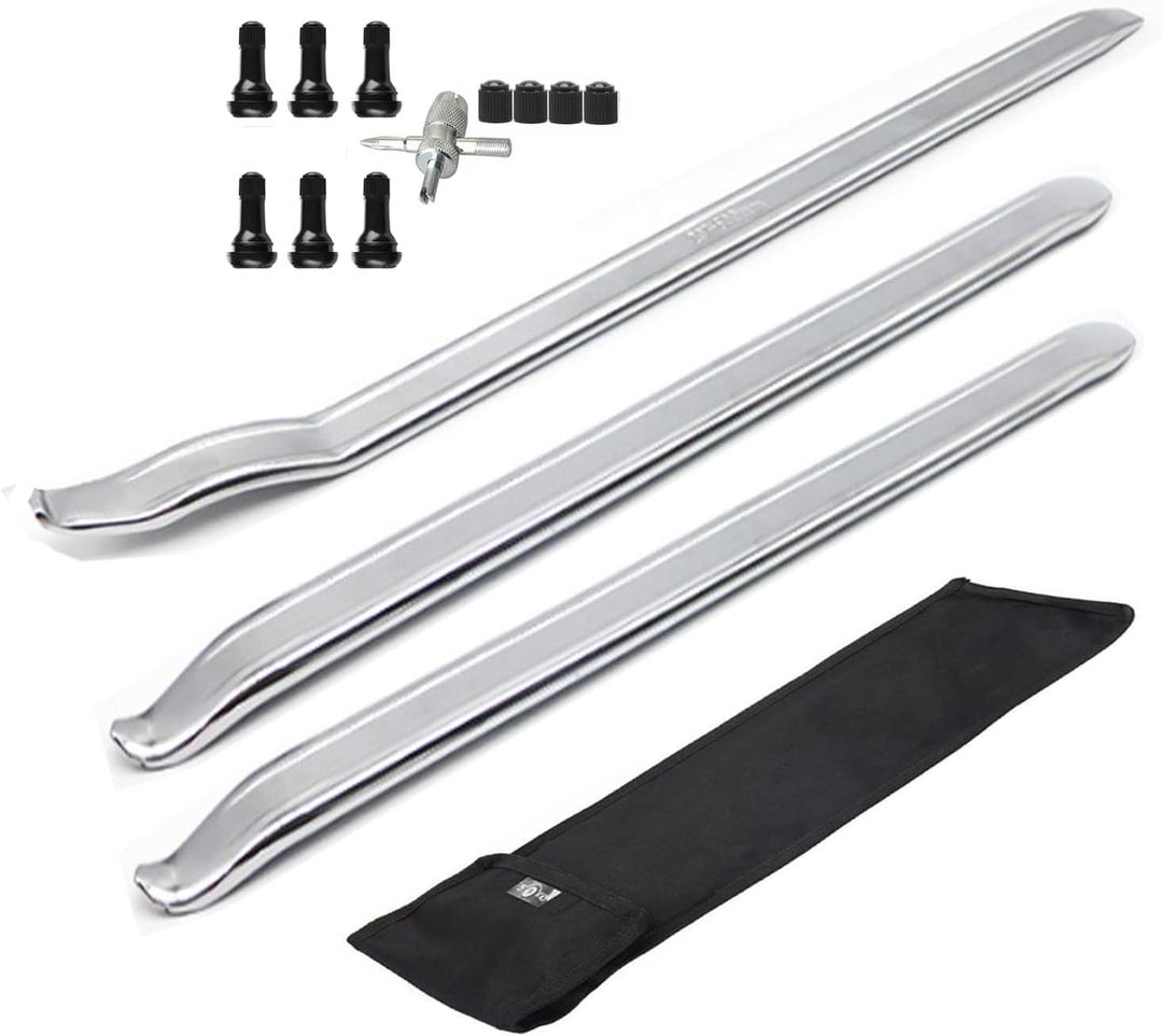 Dr.Roc 3 x 19.5 inch Staight and Curved Tire Irons Tire Levers TR413 Valve Stem Set Tire Tool Motorcycle Dirt Bike Lawn Mower ATV Tire Changing Tool for Tire Charger Machine