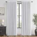 MIULEE 100% Blackout Linen Curtains for Bedroom, Grayish White Solid Luxury Decor Thermal Insulation Room Darkening Drapes for Living Room Nursery Back Tab Rod Pocket 42 x 72 Inches, 2 Panels