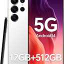 Unlocked Phones P25 Ultra Build-in Pen, Snapdragon 888, 5G Dual SIM Dual Standby, 6.9" Screen Android 14 Mobile Phone, 12GB+512GB Smartphone, 6800mAh Battery, 48MP+108MP Camera Phone, Face ID Silver