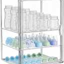 Baby Bottle Organizer for Countertop, X-Large Clear Bottle Storage Organizer, Baby Bottle Storage Organizer for Bottles, Nipples, Pump Parts & Food Jars, Nursery Cabinet, Kitchen Pantry (X-Large: 15.35" x 9.84" x 11.42")