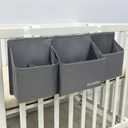 Hanging Baby Diaper Caddy, 3-in-1 Diaper Caddy Organizer Holder For Baby Crib, Nursery Organization Diaper Stacker Storage For Crib, Changing Table-Grey