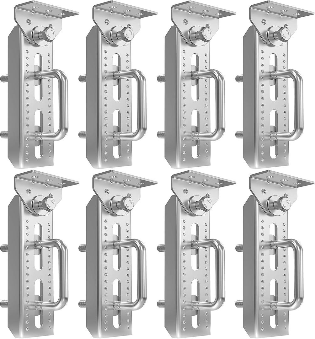 8" Galvanized Swivel Top Bunk Bracket Kit with Hardware for 3"x3"2"x3",1.5"x3" Boat Trailer Crossmember, Boat Trailer Bunk Brackets & Square U-Bolts