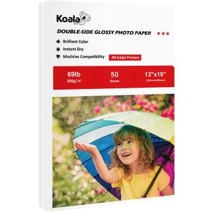 Koala Photo Paper 13X19 Inches Heavyweight Double Sided Glossy 50 Sheets 260gsm only Compatible with Inkjet Printer