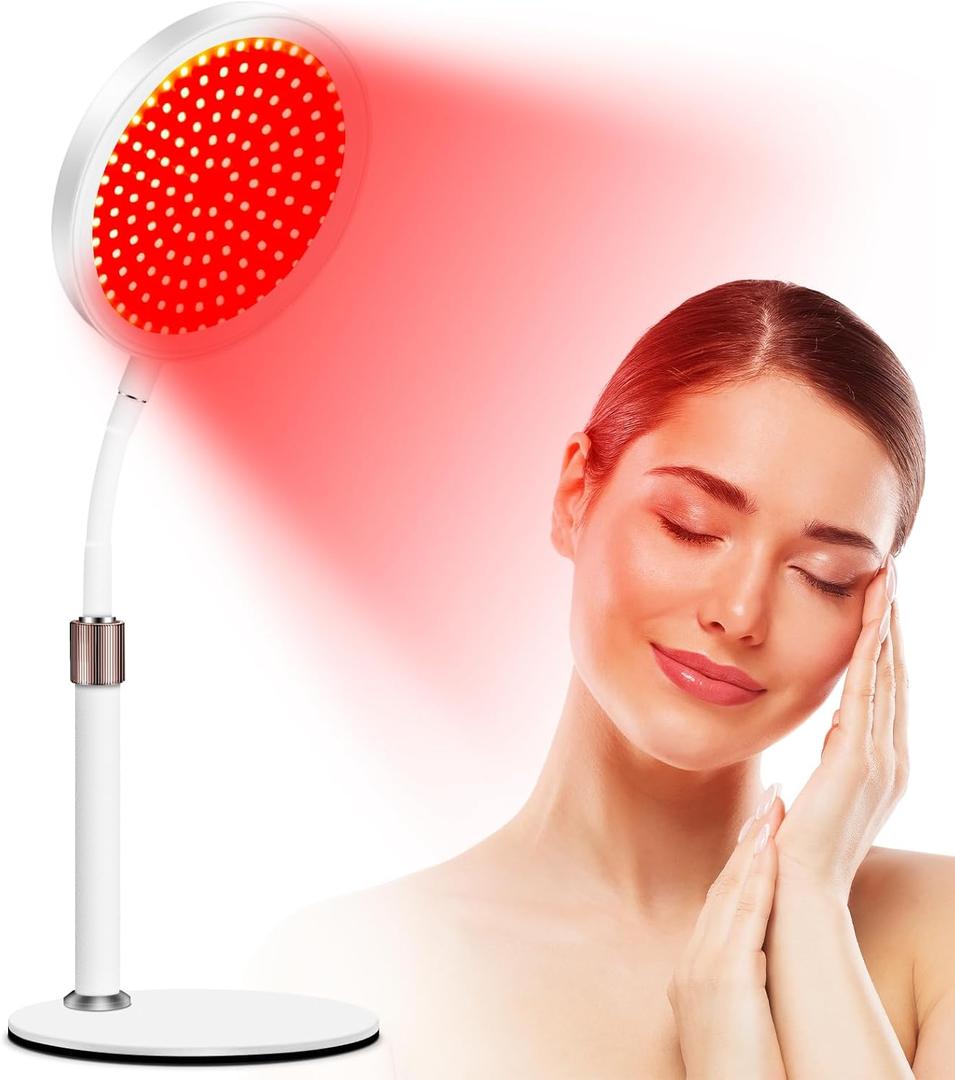 Red Light Therapy with Base for Face and Neck, 140LEDs Therapy Red Light for Body, 660nm Red Light Therapy Lamp with Adjustable Height