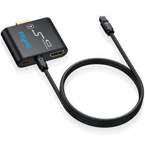 eSynic Portable 4K@30Hz HDMI Optical Audio Extractor-Only From Frie TV Stick/Gaming Console to HDMI Monitor Display & Optical Soundbar-Easy to Set Up-Dolby/DTS 5.1 Surround Sound-Not For HDTV ARC/eARC
