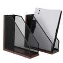 ASIFMTHOT Antique Wooden Magazine Holder,Mesh File Holder for Desk, Office Desk Accessories Decorative File Box (2 Pack Black)