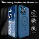 YFEMLAZ Magnetic for iPhone 15 Pro Case,with Screen Protectors X2,Full Camera Protection,Compatible with MagSafe,Translucent Matte,Anti-FingerprintShockproof Protective Phone Case,6.1",Blue