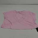 SOLY HUX 2024 Open Back Tops for Women Criss Cross Cut Out Tee Backless Casual Short Sleeve Round Neck T Shirt (Medium, Plain Light Pink)