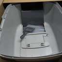 IRIS USA Cat Litter Box Large with Front Door Flap, Covered Enclosed Litter Box Enclosure with Scoop, Handle & Buckles for Portability & Privacy, Hidden Litter Pan, Gray