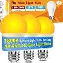 Neporal Amber Sleep Light Bulbs 1800K 3PK, 9W 60 Watt Equivalent, 99.96% Blue Blocking Soft Warm Light Bulbs A19, Amber Night Light E26 for Bedroom and Baby Nursery Light