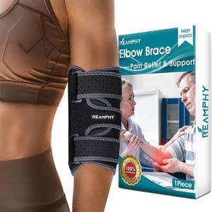 Reamphy Elbow Brace,Comfortable Night Elbow Sleep Support,Elbow Splint, Adjustable Stabilizer Splints, Cubital Tunnel Syndrome,Tendonitis,Ulnar Nerve,Tennis,Fits for Men and Women (Small, Grey)