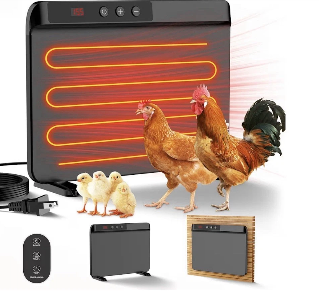 Chicken Coop Heater 200W Radiant Flat Panel Remote Control Digital Temp Black