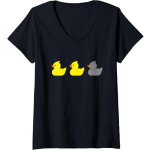 Womens Duck Duck Grey Duck Funny Minnesota V-Neck T-Shirt (Small, Black)