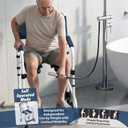 Shower Chair with Wheels, Two Modes Bedside Commode with Wheels, Aluminum Shower Wheelchair with Footrest, Portable Toilet with Bucket for Elderly and Disabled, 300 LBS Weight Capacity