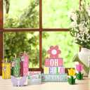 Vercraft 11 Pcs Spring Table Decorations Tulips Tiered Tray Decor Butterflies Home Centerpiece Decorative Wood Books Table Top Decor Flower Wooden Sign for Party Supplies