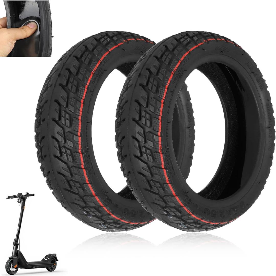 9.5x2.50 Tubeless Tire 9.5 Inch with Live Glue Repairable for NIU KQi3/Pro/Max Electric Scooter Accessories, Rear Front Wheel Replacement, Non-Slip, Self Repairing (Type 2, 2 Pack)
