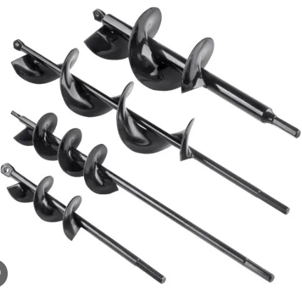 VEVOR Auger Drill Bits for Planting Set of 4, Garden Auger Drill Bit, Spiral Drill Bit for Post Hole Digger, Bulbs Planting & Holes Digging, for 3/8" Hex Drive Drill