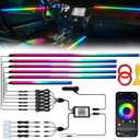 Smart LED Car Lights Interior with USB Port, Acrylic LED Strip Fiber Optic Ambient Lighting Car, Wireless App Control, Sync to Music, Car Decorations Interior Accessories Gifts for Women Men, 10 in 1