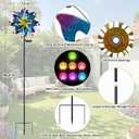 Solar Wind Spinner Outdoor with Color-Changing Lights, Garden Wind Spinners with Stake Metal Yard Decor, Large Outdoor Whirligigs Wind Spinners for Patio Pathway Lawn(Blue & Purple)