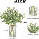 Zheart Fake Eucalyptus Stems in Glass Vase with Faux Water,14" Artificial Plants Eucalyptus Leaves for Shelf Desk Bathroom Farmhouse Room Coffee Table Home Decor (Sage Green)