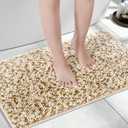 Yimobra Bath Mats for Bathroom Non Slip, 28x17.5, Extra Soft Chenille Bathroom Rugs, Fluffy Plush Luxury Shower Mat Outside, Water Absorbent, Machine Washable, Beige & Light Coffee