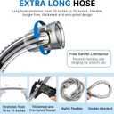G-Promise 70 Inch Stainless Steel Long Shower Hose, Flexible and Tangle-Free, for Shower and Pet Shower, Clean Bathroom Corners(Chrome)