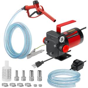 110V AC Gasoline Fuel Pump Kit, Self-priming Fuel Transfer Pump, Reversible Pumping, Overheat Protection, Explosion-proof, Suitable for Gasoline, Diesel, Mineral Oil, Kerosene
