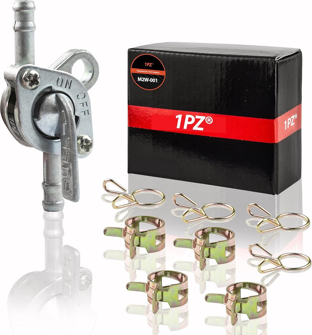 1PZ M2W-001 In-Line Gas Fuel Shut Off Petcock fits 6mm 1/4" or 3/16" ID Hose Fuel Line for 50cc 70cc 90cc 100cc 110cc 125cc Scooter Quad Go Kart Moped Baja BA150 ATV X15 X18 X22 Mini Pocket Bike