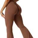 YEOREO Women Workout Scrunch Flare Jumpsuits Sexy Backless Butt Lift Gym Yoga Jumpsuits (Caramel Brown)