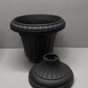 Outdoor Planter 2-Pack - 16x18-Inch Urn Planters - Plastic Plant Pots for Indoor, Outdoor, or Front Porch Decor - Flower Pots by Pure Garden (Black)