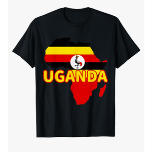 Uganda Ugandan Pride Flag Map Africa Print T-Shirt, Size S