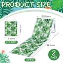 Lineshading 2 Pack Portable Beach Lounge Chair for Adults Folding Tanning Mat Lightweight Sun Beach Lounger Ideal Beach Chairs Adjustable Position Lawn Chair Outdoor Sunbathing(Monstera Leaf), 21.25 x 63.5 inches
