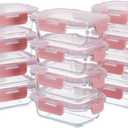 Small Glass Food Storage Containers 12 Pack-12oz Glass Containers with Lids for Meal Prep, Food Storage, Freezer to Microwave Safe, Air-Tight, Leak-Proof, Pink Set