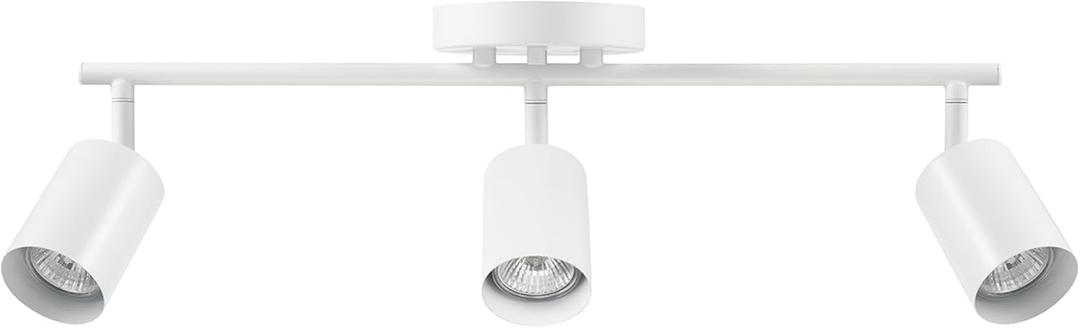 Globe Electric 64000092 21" 3-Light Track Lighting, Matte White, Pivoting Shades, Ceiling Lamp for Bedroom, Kitchen, Hallway, Bathroom, Den, Dining Room, Home Dcor