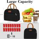 Coobiiya Lunch Box Lunch Bag for Women Men,Reusable Cute Lunch Pail bag,Leakproof,Insulated LunchBox Tote Compact 10L, Cooler Lunch Container for Work Travel Office (Black)