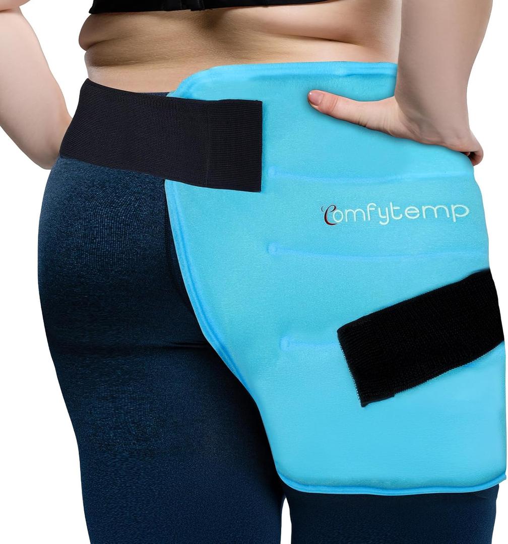 Comfytemp Hip Ice Pack Wrap for Sciatica Pain Relief, Hip Replacement Kit After Surgery, Reusable Gel Ice Pack for Injuries, Hot Cold Compress Recovery Items Physical Therapy for Men Women (L-XL)