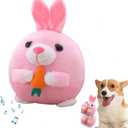 Active Moving Pet Plush Toy, Interactive Dog Toys Pet Bouncing Balls, USB Rechargeable Interactive Washable Cartoon Pig Plush Sound Electronic Dog Toy, Small Cute Squeaky Pig Dog Toy (Rabbit)