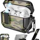 RFUNGUANGO Compatible AirPods Pro 2nd Generation Case with Phone Holder and Compatible Back Magnetic Suction Function, Suitable for AirPods Pro 2 Case, Black+Camouflage