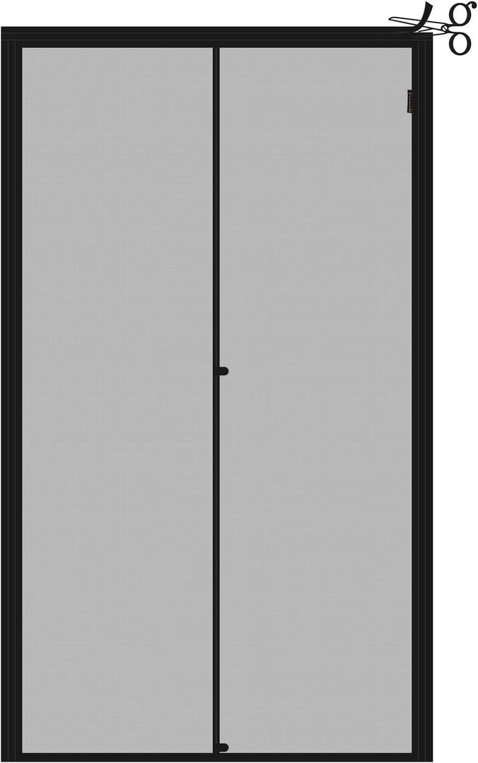 Yotache Adjustable Screen Doors with Magnets Fit Doors Size Width 36"-40" Height 81"-83", Strengthened Fiberglass Net with Full Frame Hook&Loop Strip, Black