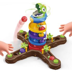 Dinosaur Ball Drop Toys for 1 2 3 4 5 6 7 8 Years Old Kids, Dino Spin Twister Toddlers Toy, Shoot Balls Toddler Montessori Toys Gifts for 1-6 Year Old Boys Girls, 4 Players PK Mode