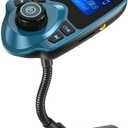 Nulaxy Bluetooth Car FM Transmitter Audio Adapter Receiver Wireless Handsfree Voltmeter Car Kit TF Card AUX 1.44 Display  KM18 Peacock Blue