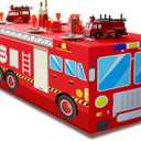 6Ft Fire Truck Birthday Party Tablecloth,Firefighter Birthday Party Decorations,Fire Truck Table Cloth for Kids Boys Firefighter Firetruck Theme Party Decorations Supplies (72" x 30" (Rectangular))