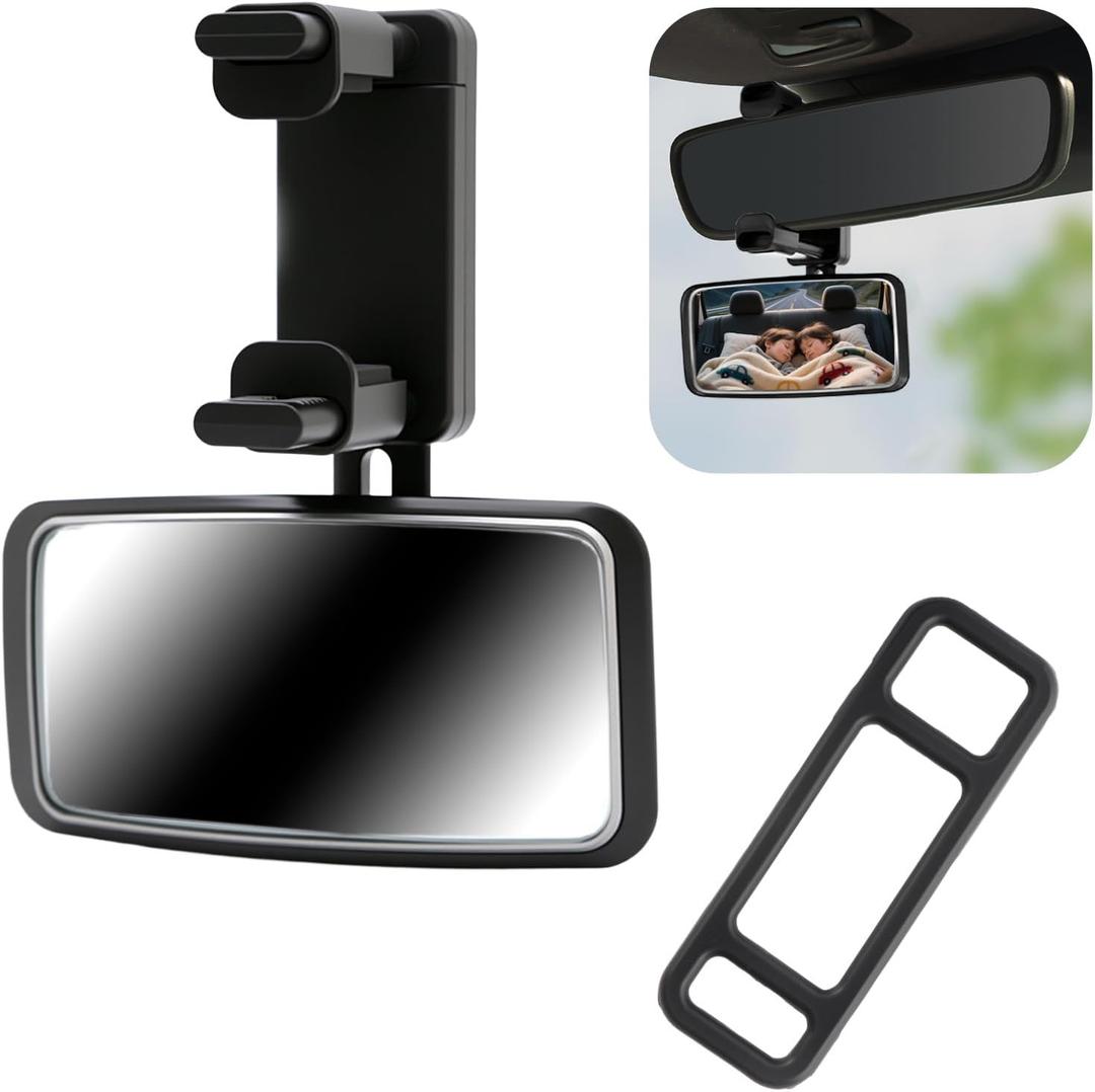 Baby Car Mirror Rear Facing with Hanging Collet, Practical Car Mirror for Baby Rear Facing with 360° Adjustable & Larger Curved Field of View, Shock Resistant Babies Mirrors for Cars