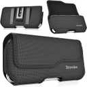 Stronden Magnetic Closure Holster for iPhone 17 Pro, 17e, 17, 16 Pro, 16, 16e, 15, 15 Pro, 14, 14 Pro, 13, 13 Pro, 12, 12 Pro - Military Grade Nylon Pouch with Metal Belt Clip & Loop (Fits Slim Case) (Medium)